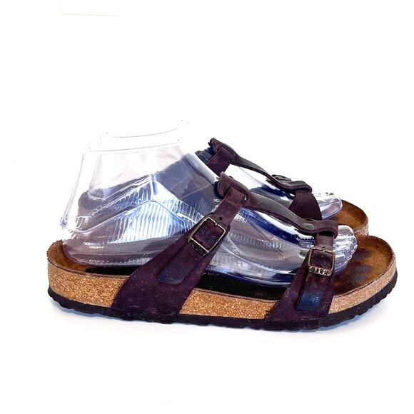Birkenstock Larisa Slip On Womens Sandals Size 38 US 7 Brown Oiled Leather Open - Picture 1 of 10